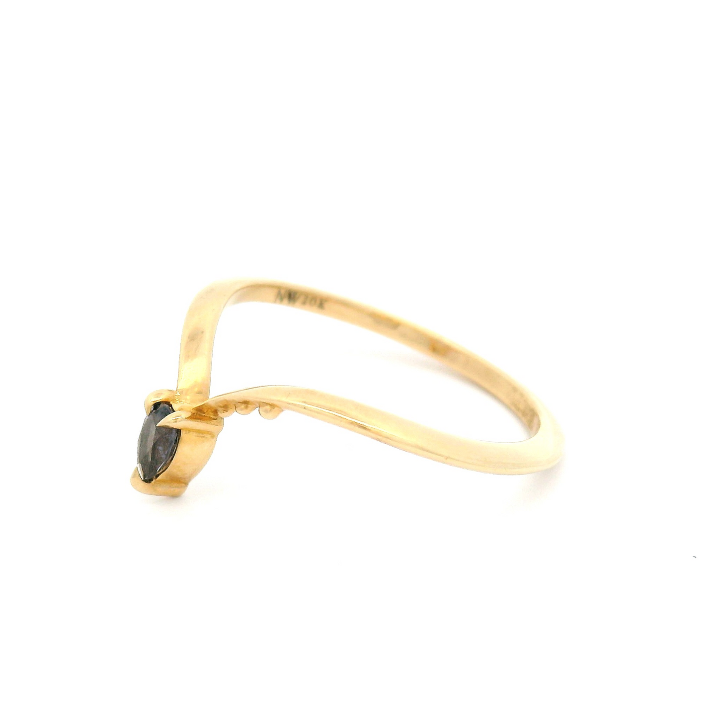 10k Yellow Contour Band with 0.15ct Purple Spinel