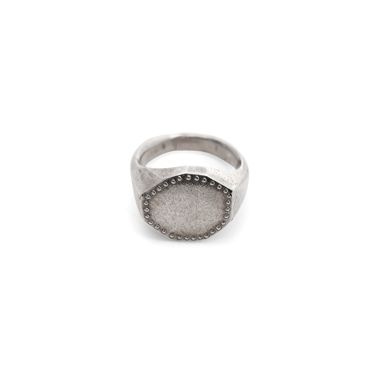 Sterling Silver Organic Textured Hexagon Signet Pinky Ring