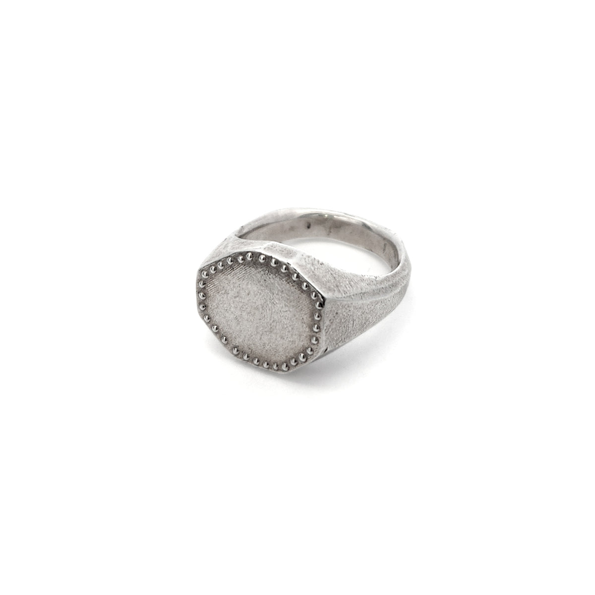 Sterling Silver Organic Textured Hexagon Signet Pinky Ring