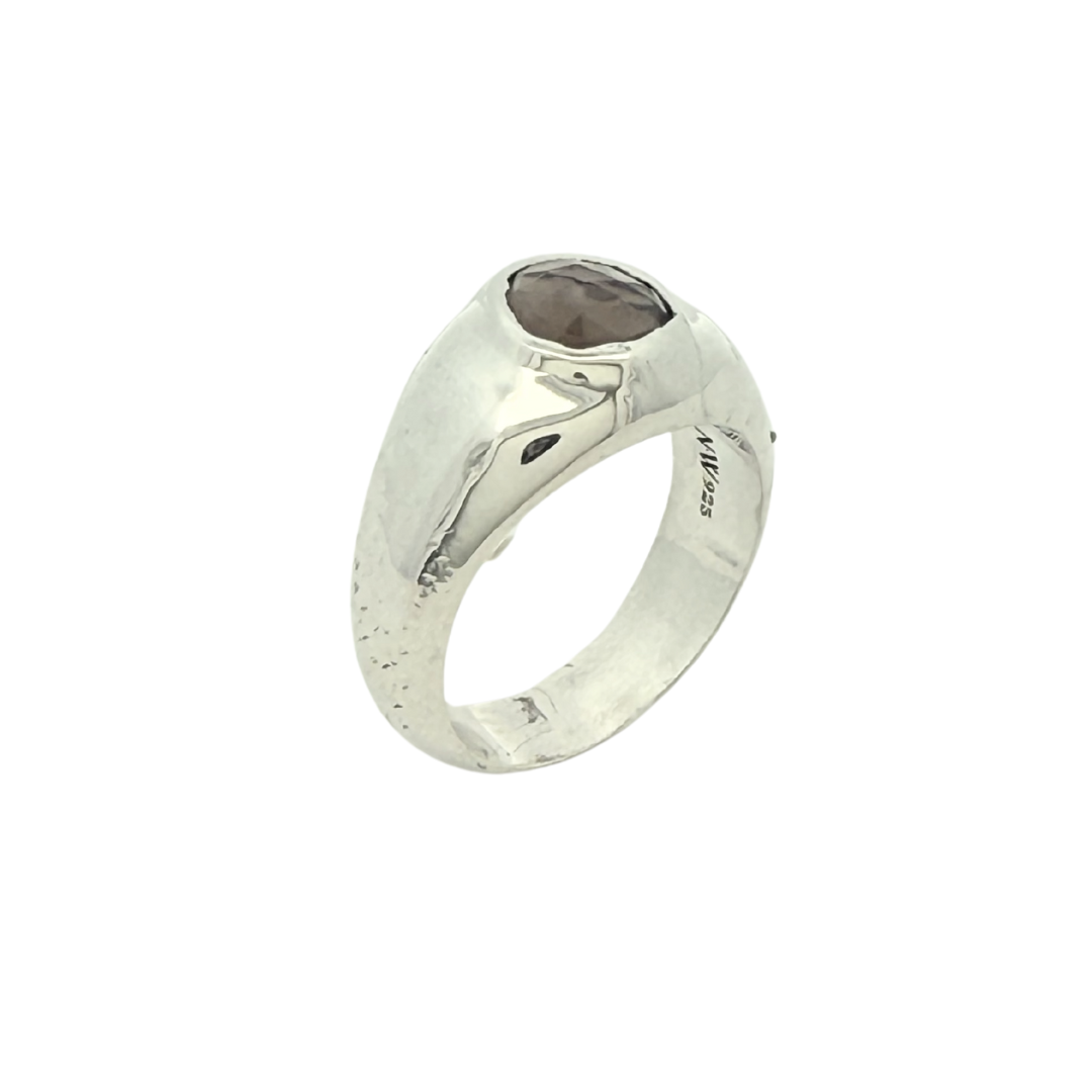 Sterling Silver Smoky Quartz Signet Ring