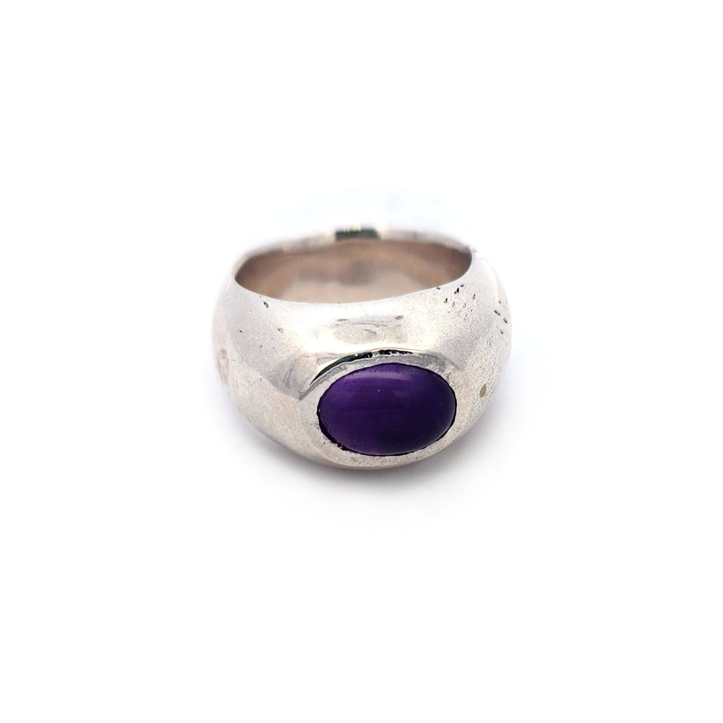 Wide Sterling Silver Band with Amethyst