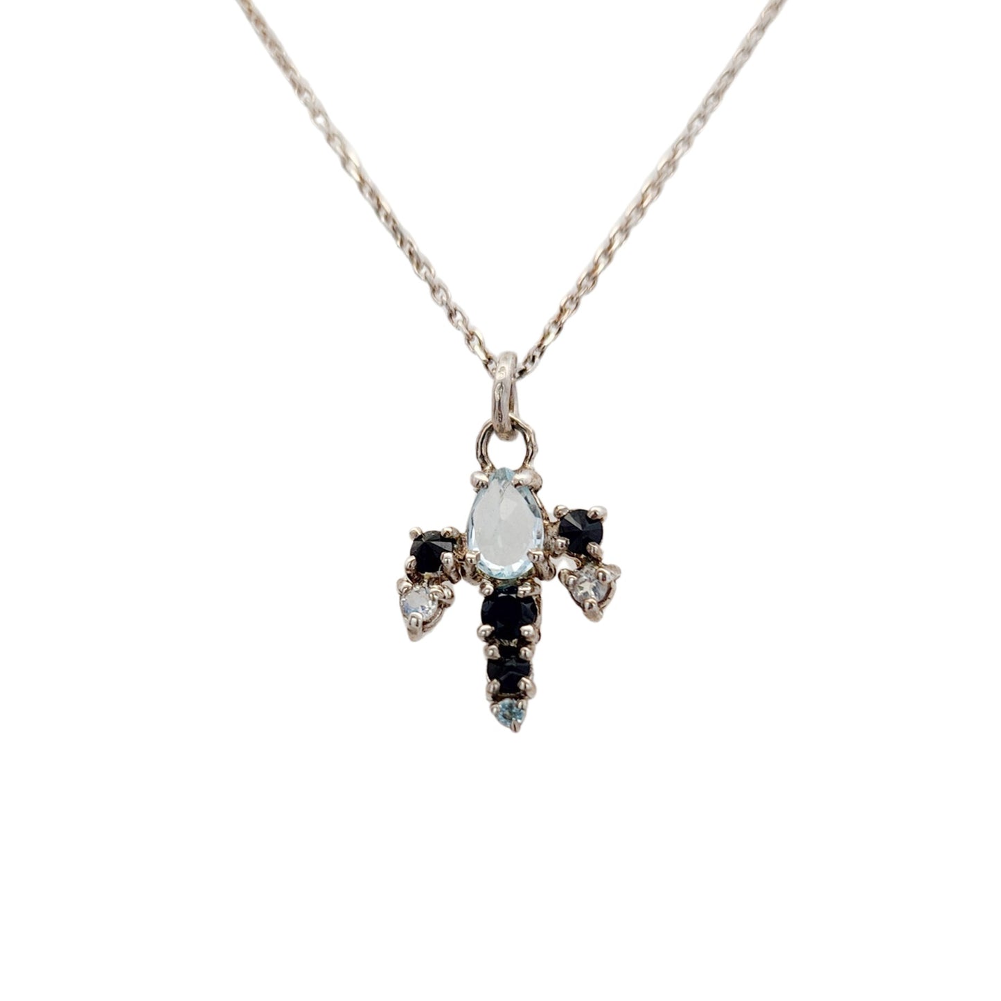 Sterling Silver Mixed Stone Cluster Pendant