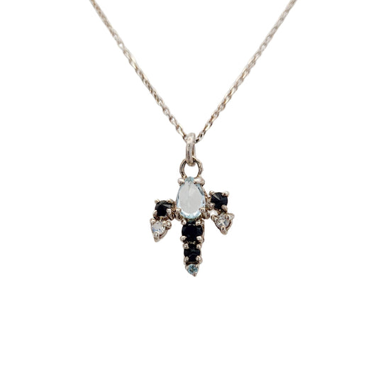 Sterling Silver Mixed Stone Cluster Pendant