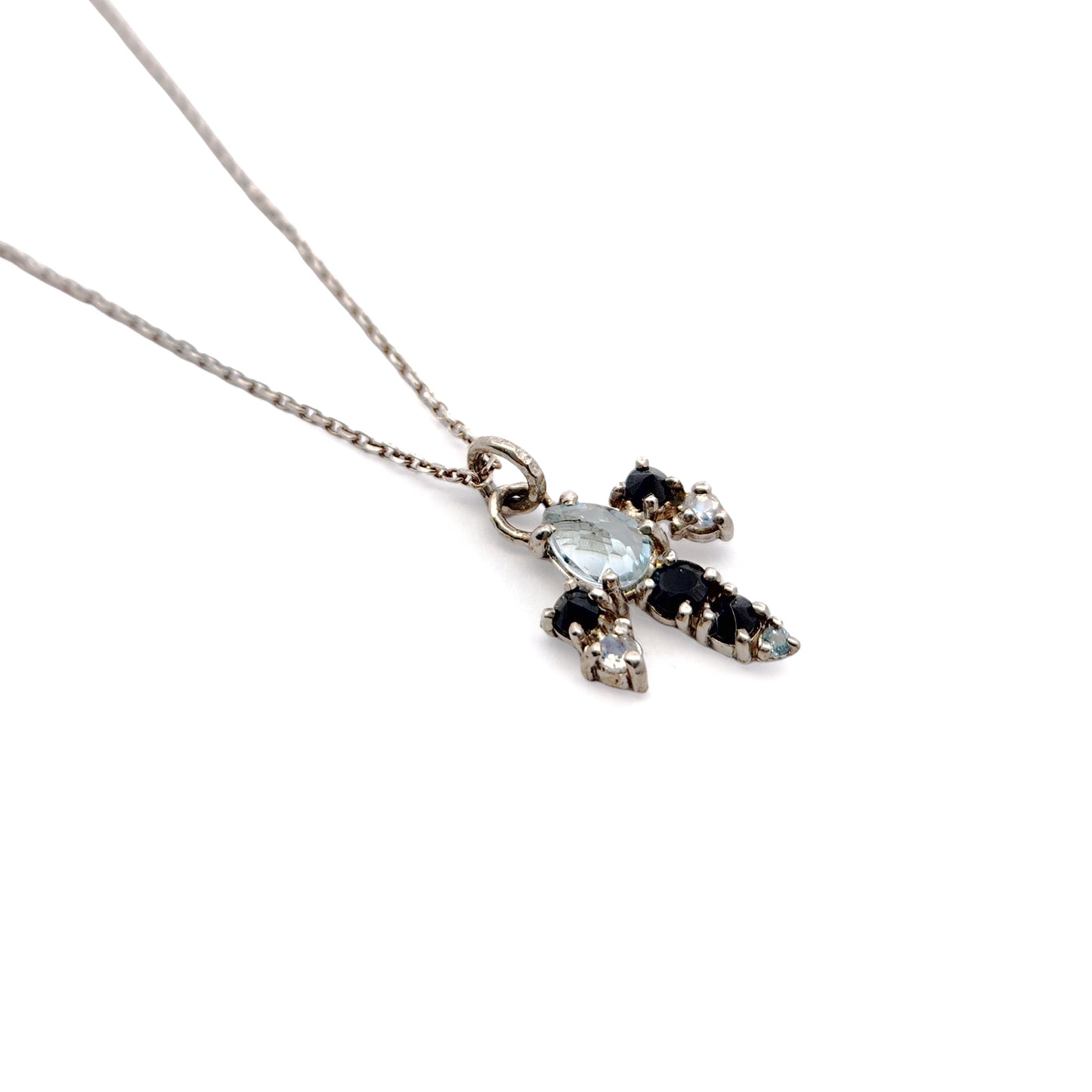 Sterling Silver Mixed Stone Cluster Pendant