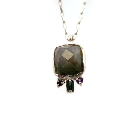 Watermelon Tourmaline with Accent Gems Pendant