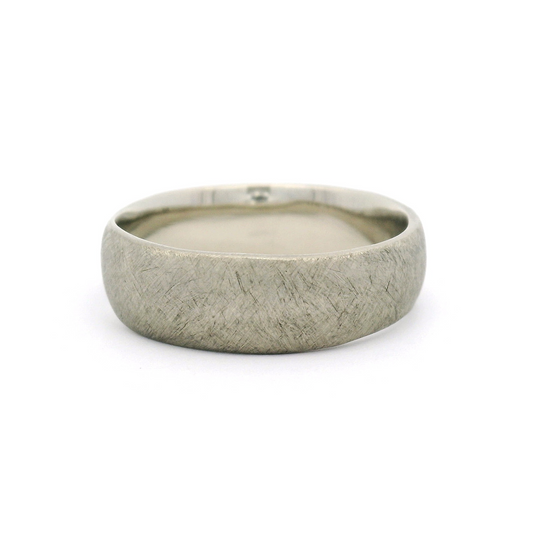 10k White 7.5mm Wide Organic Brushed Band