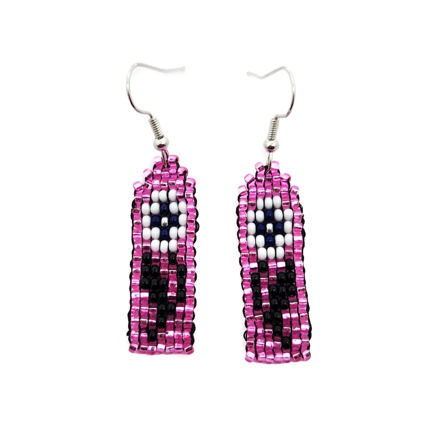 Pink & White Floral Beaded Earrings