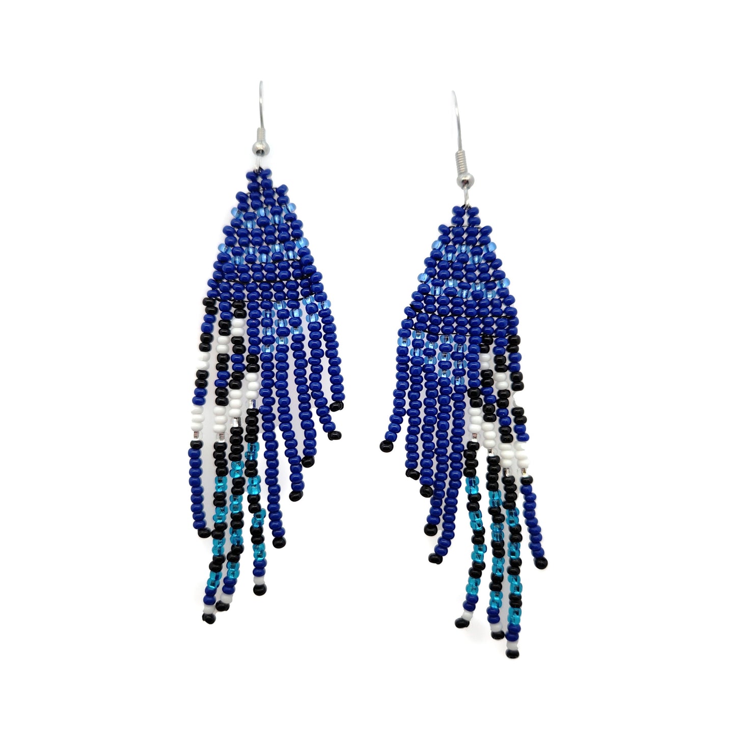 Beaded Blue Jay Wing Earrings