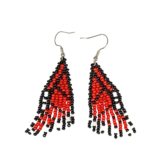 Orange-Red Monarch Butterfly Beaded Earrings