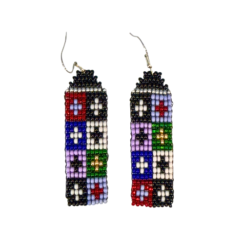 Cross Panel Beaded Earrings