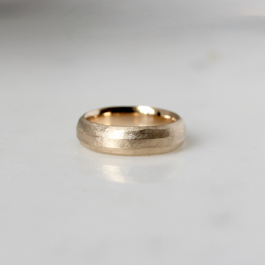 14k Yellow Gold Carved Lines Band