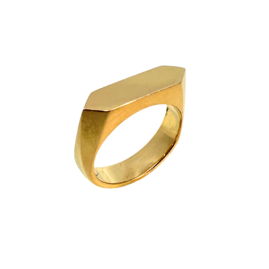 Gold Hex Signet Ring