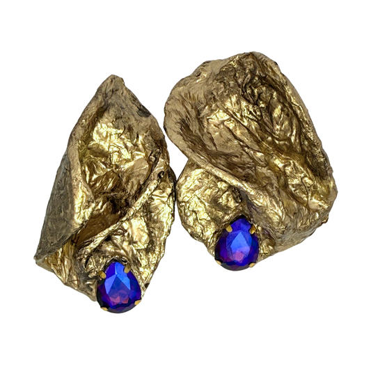 Gold & Pear Crystal Paper Earrings