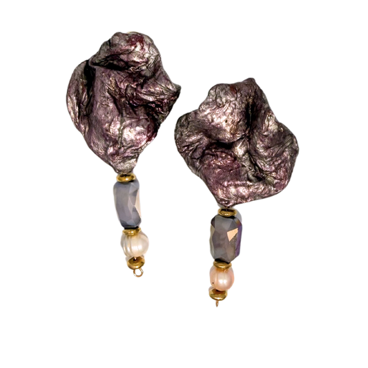 Purple & Gold Paper Earrings