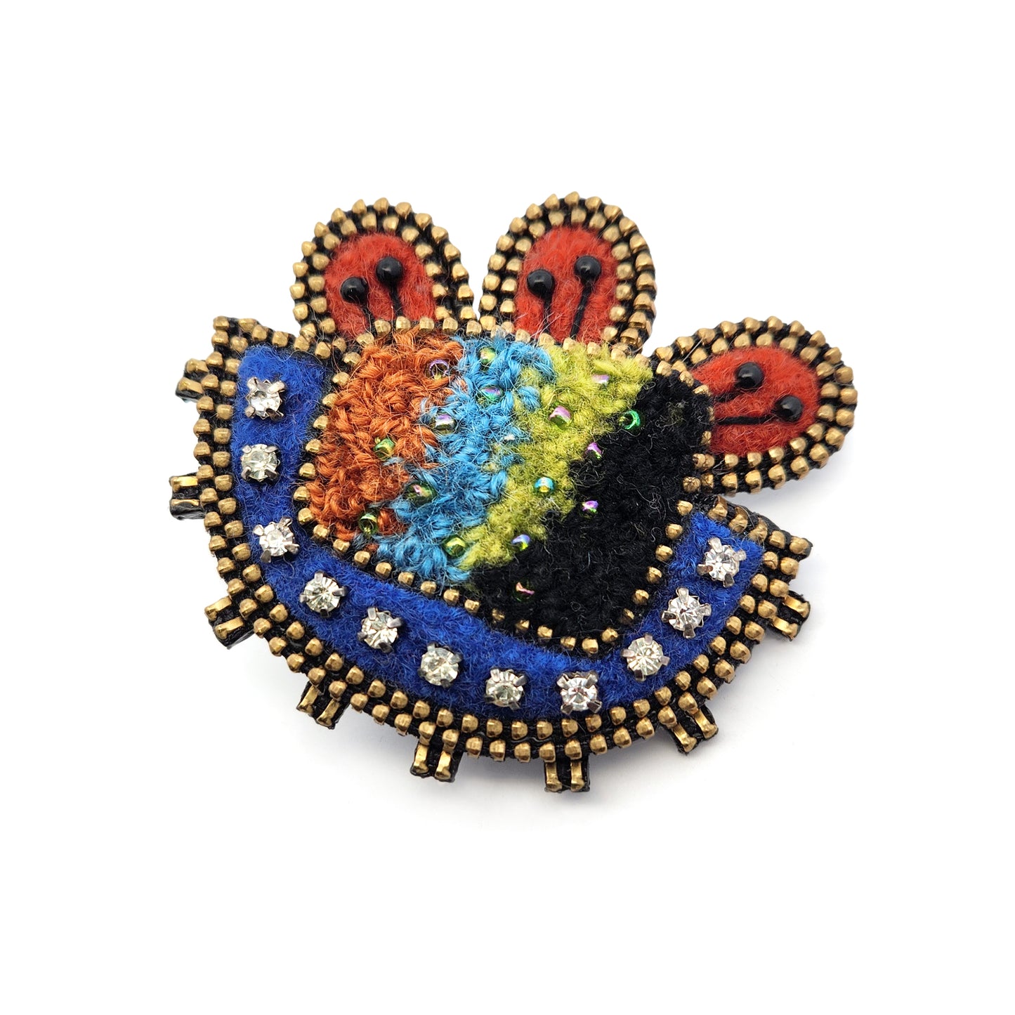Felted & Zipper Abstract Brooch