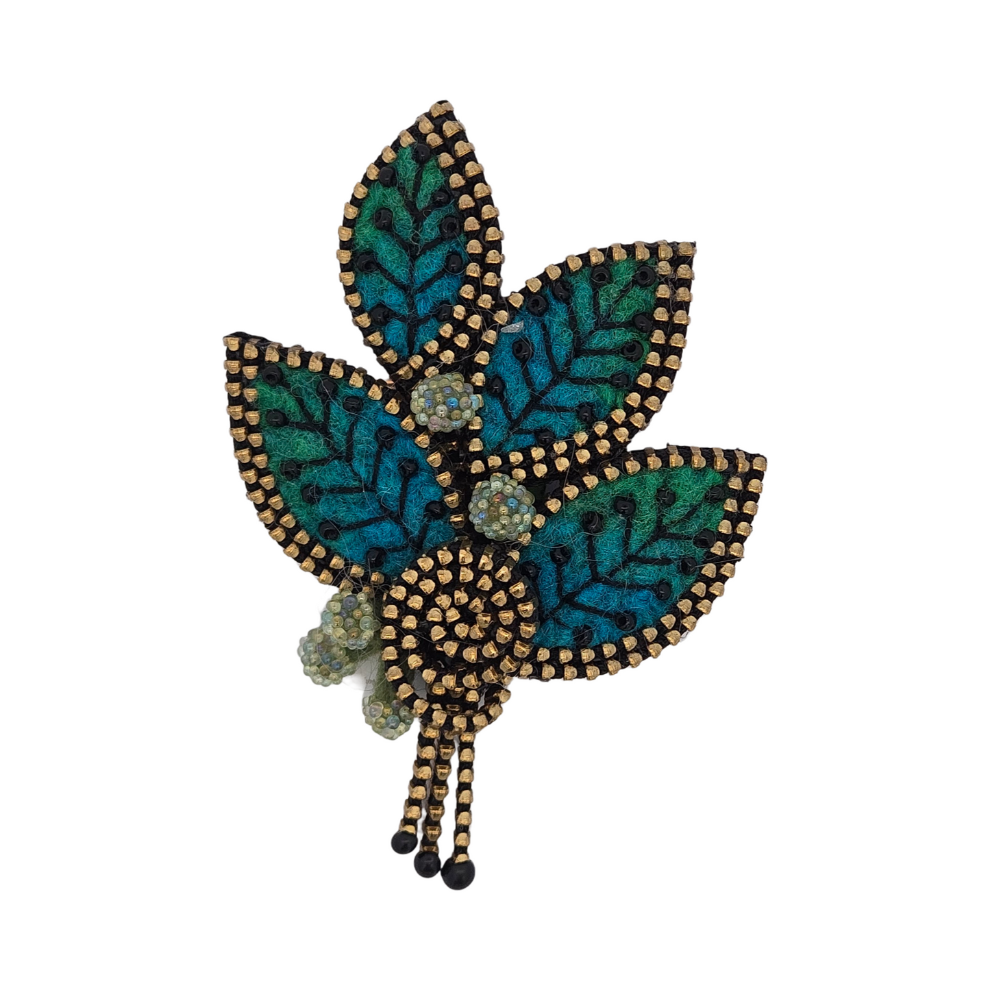 Blue-Green Four Leaf Brooch