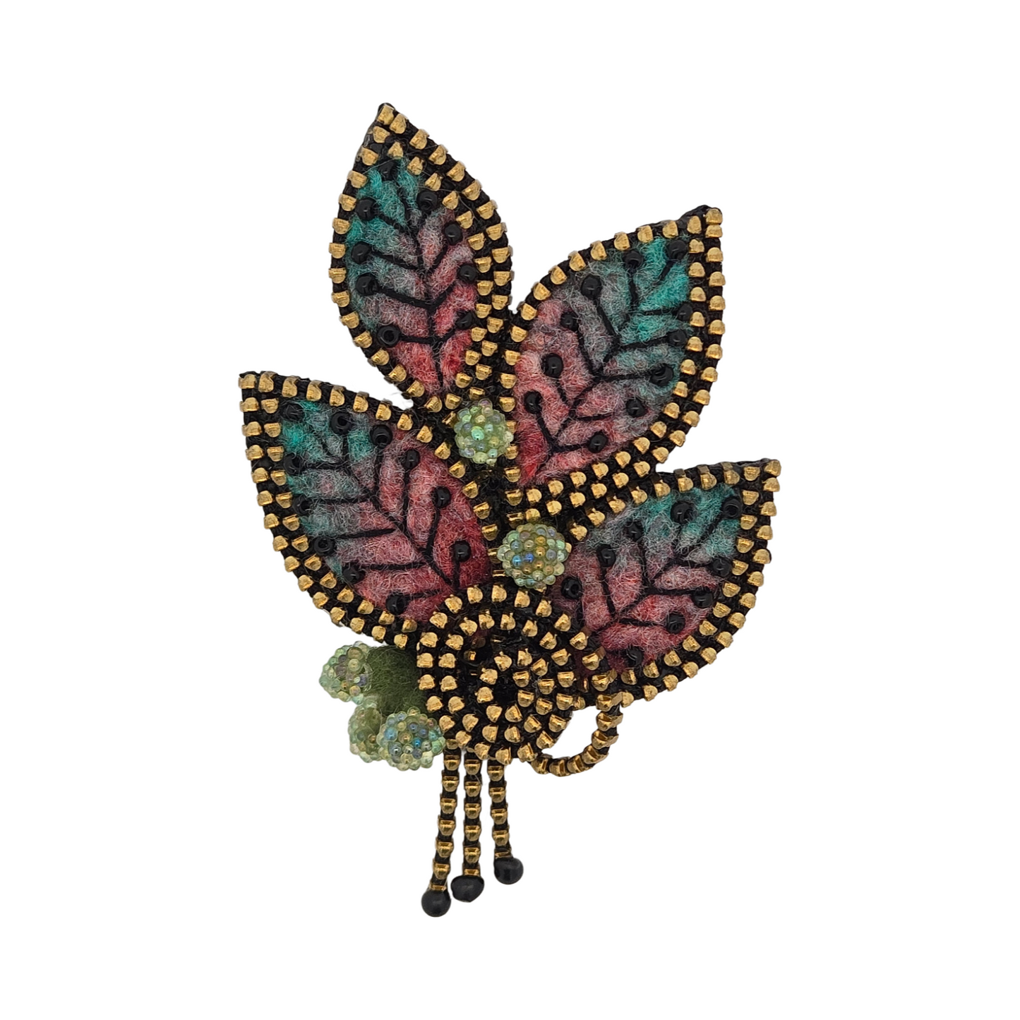 Pink and Blue Four Leaf Brooch