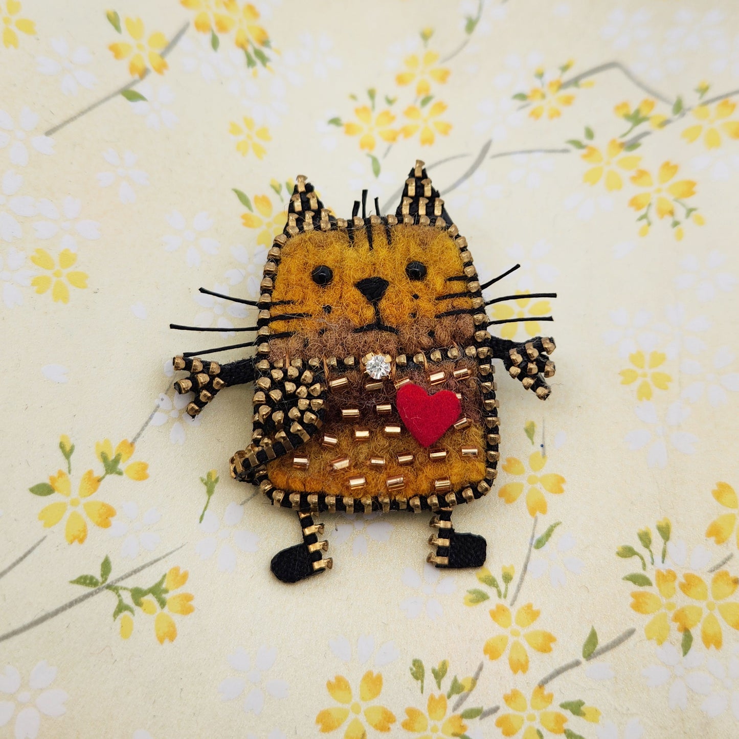 Felted Cat Brooch