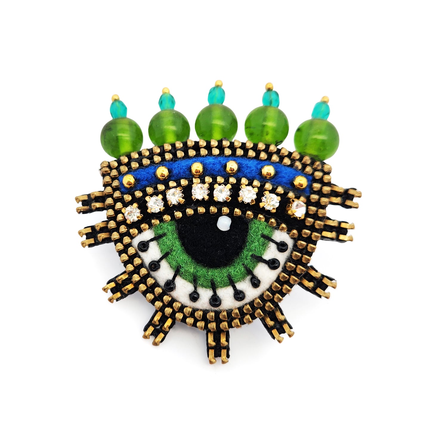 Felted Green Eye Brooch