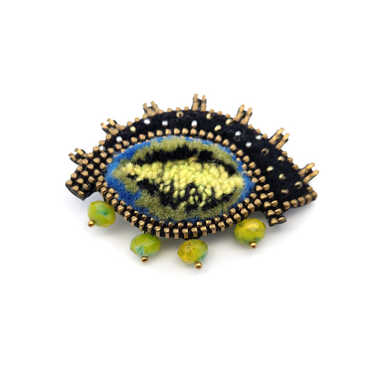 Felted Fuzzy Abstract Eye Brooch