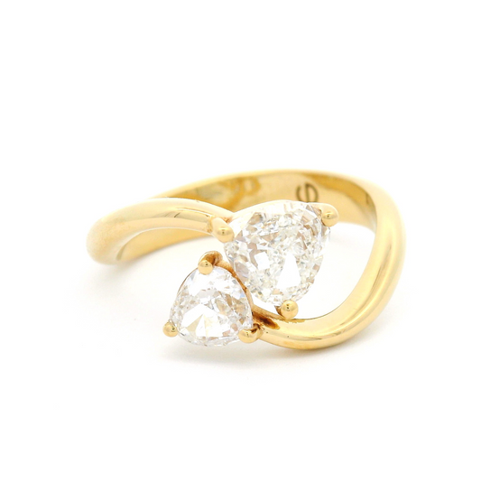 18k Yellow Moi Et Toi Engagement Ring with 1.14ct Trilliant Diamonds