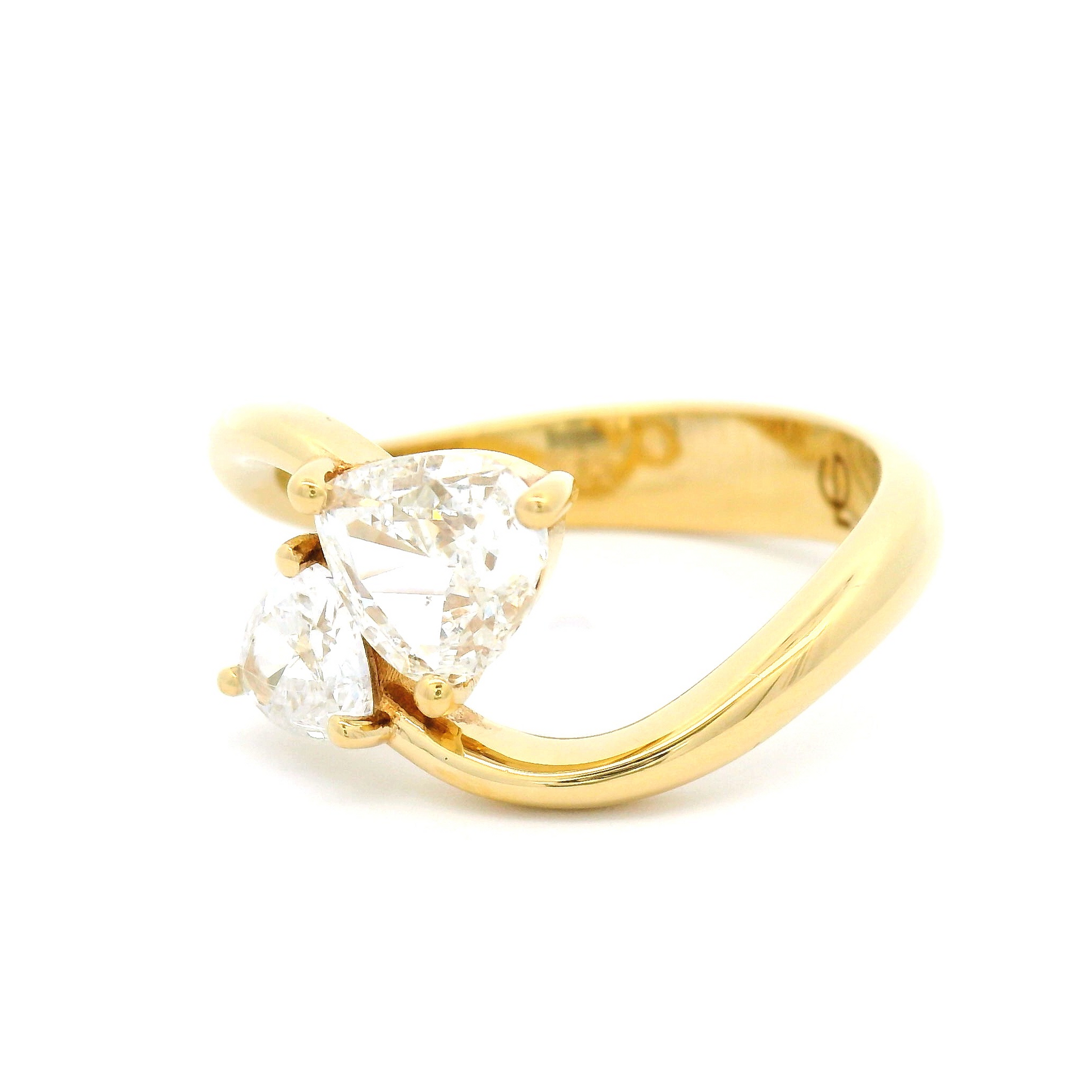 18k Yellow Moi Et Toi Engagement Ring with 1.14ct Trilliant Diamonds