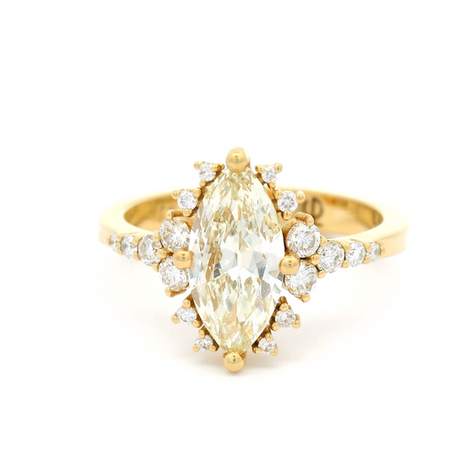 18k Yellow Engagement Ring with 1.2ct Marquise Diamond and Accent Diamonds