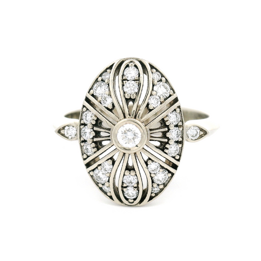 14k White Vintage-Inspired Engagement Ring with 0.38cts of Diamonds