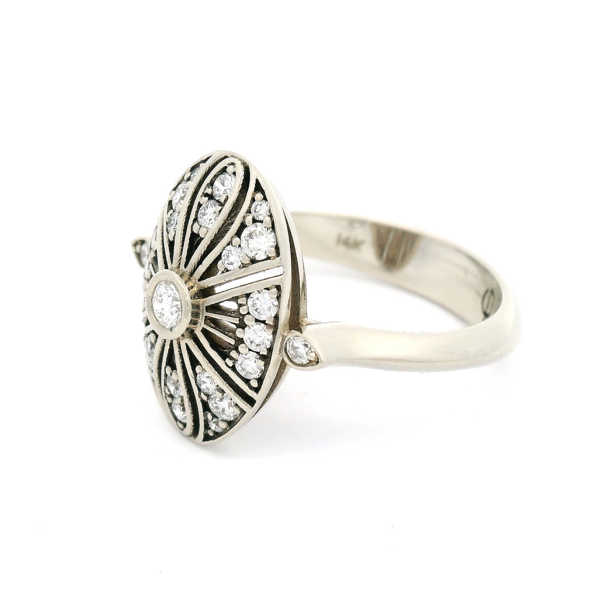 14k White Vintage-Inspired Engagement Ring with 0.38cts of Diamonds