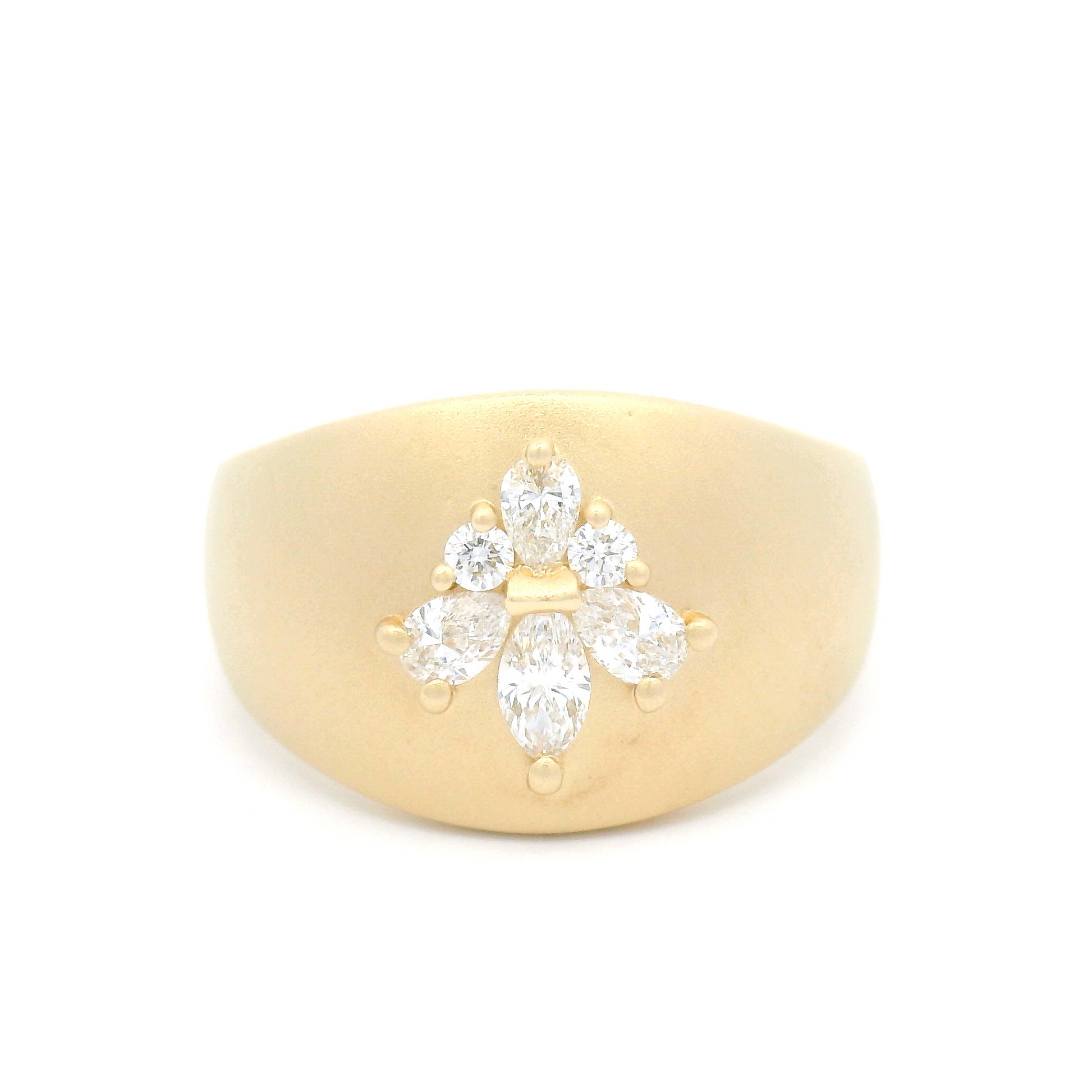 14k Yellow Ring with Multi-Cut Diamond Cluster