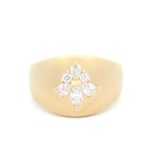 14k Yellow Ring with Multi-Cut Diamond Cluster