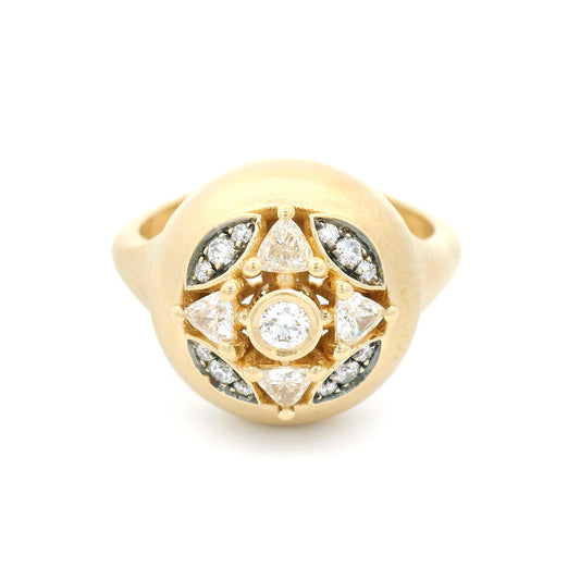 14k Yellow Engagement Mosaic Ring with 0.44cts Mixed-Cut Diamonds