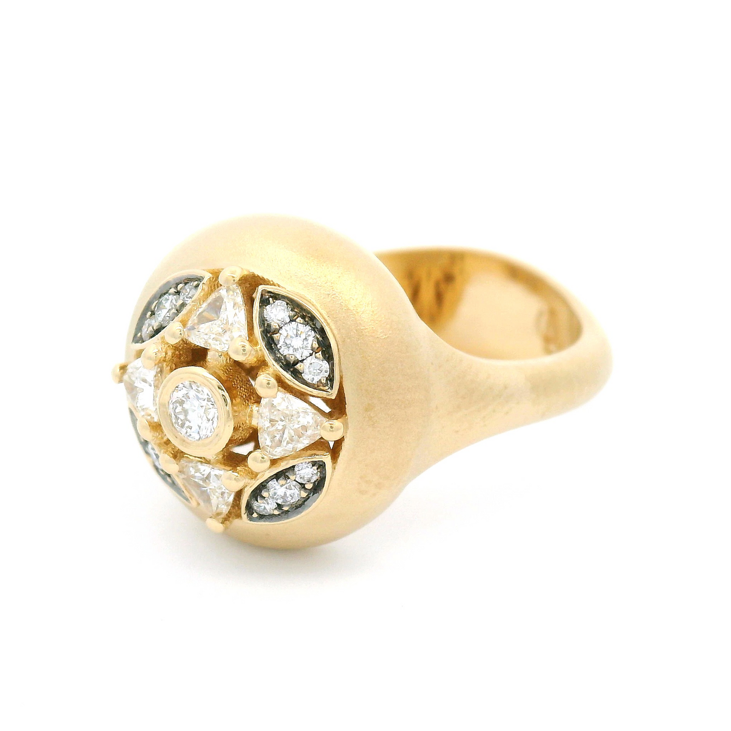 14k Yellow Engagement Mosaic Ring with 0.44cts Mixed-Cut Diamonds