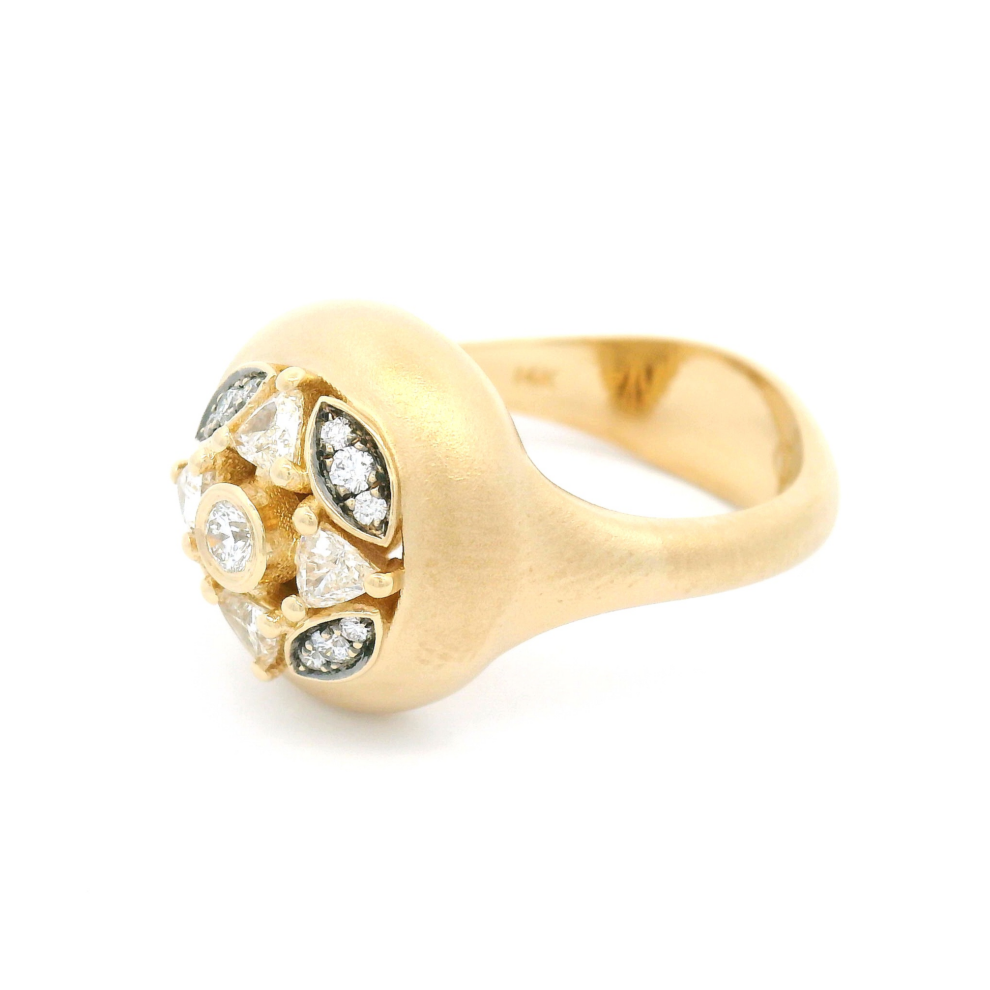 14k Yellow Engagement Mosaic Ring with 0.44cts Mixed-Cut Diamonds