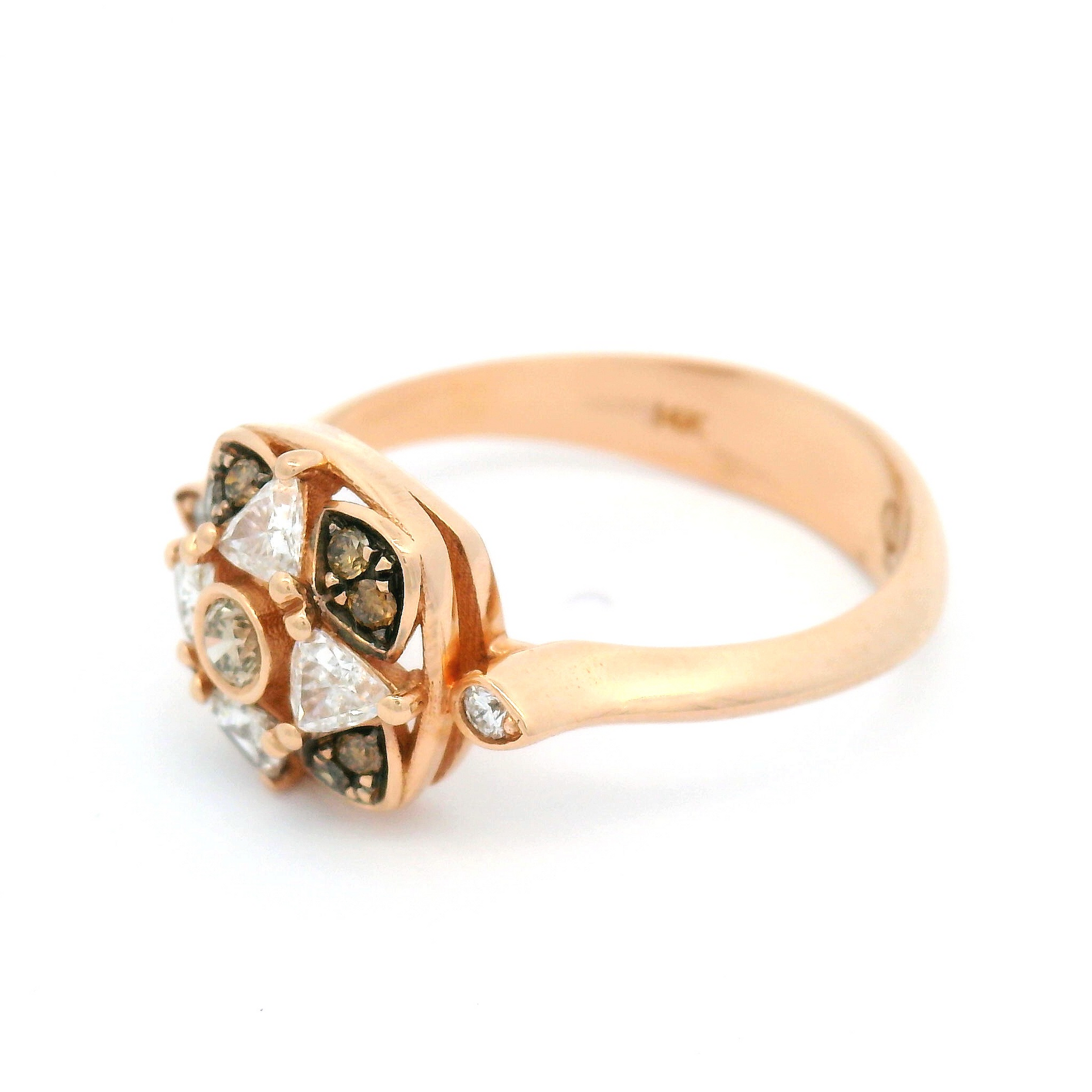 14k Rose Gold Mosaic Cluster Ring with 0.24cts Multi-Cut Multi-Coloured Diamonds