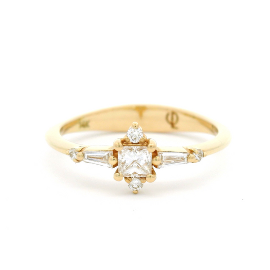 14k Yellow Engagement Ring with 0.31cts Mixed-Cut Diamonds