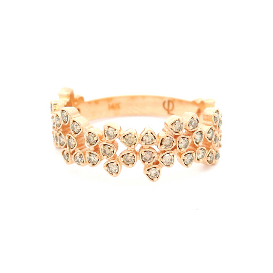14k Rose Gold Cluster Band with 0.53cts Champagne Diamonds