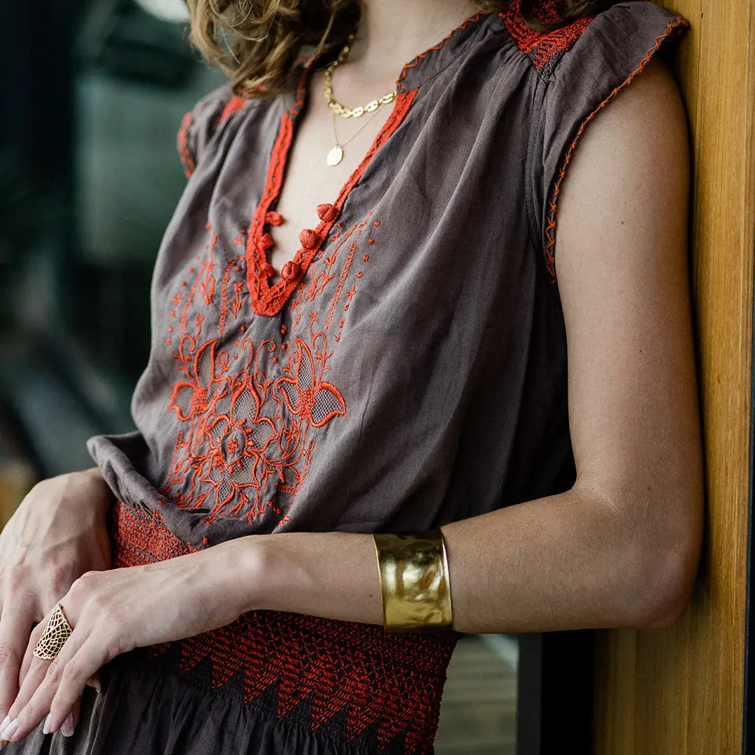 Gold-Plated Wrinkled Cuff Bracelet