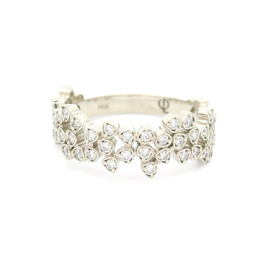 14k White 0.53cts Total Cluster Diamond Band