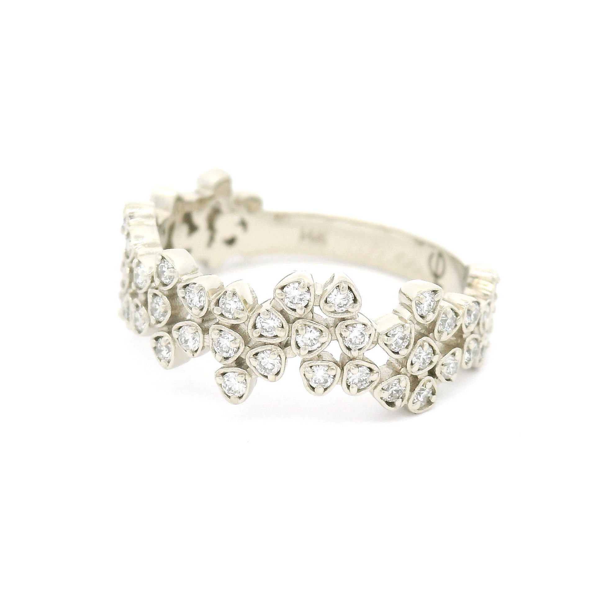 14k White 0.53cts Total Cluster Diamond Band
