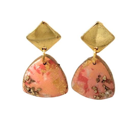 Triangle Pink Gold Shimmer Earrings