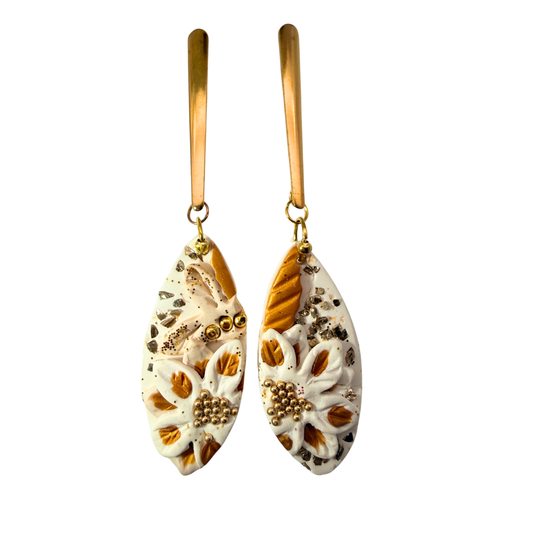 Gold Sparkle Earrings Oval