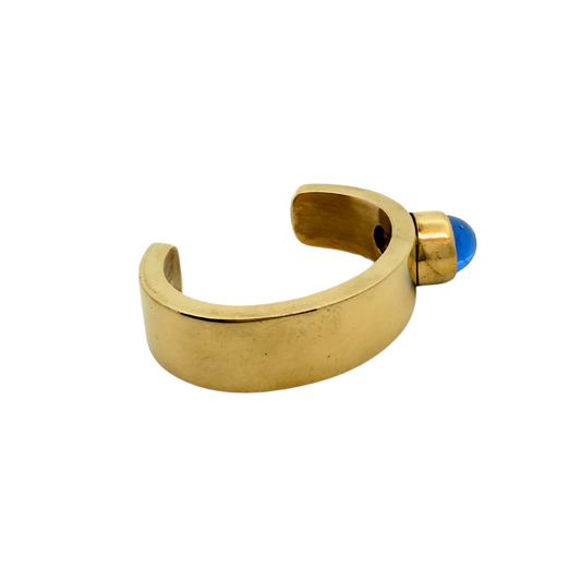 Brass Cuff with Blue Glass