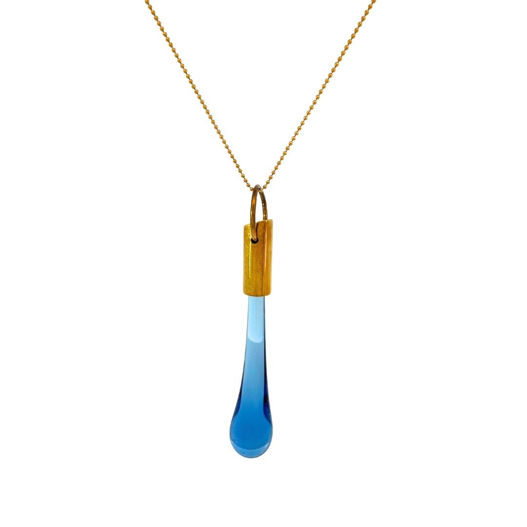 Blue Glass Teardrop Pendant