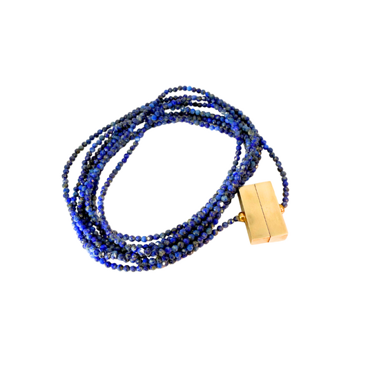 Lapis Beaded Wrap Bracelet