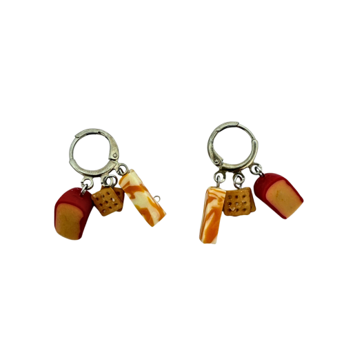 Handmade Cheese and Crackers Earrings