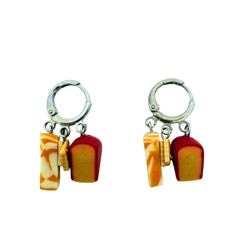 Handmade Cheese and Crackers Earrings