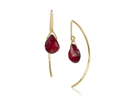 Lantern Garnet Arc Dangle Earrings