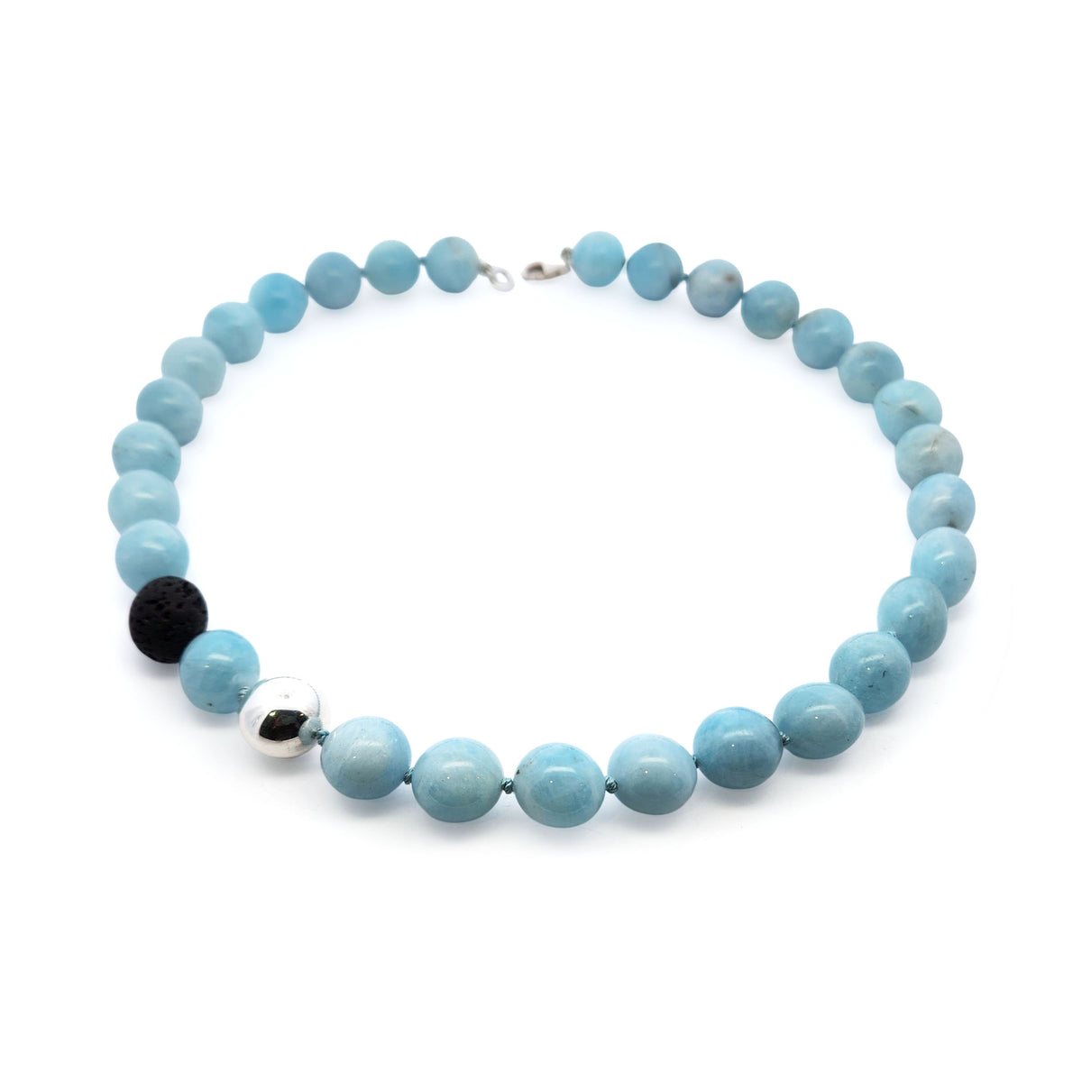 Aqua & Volcanic Rock Necklace