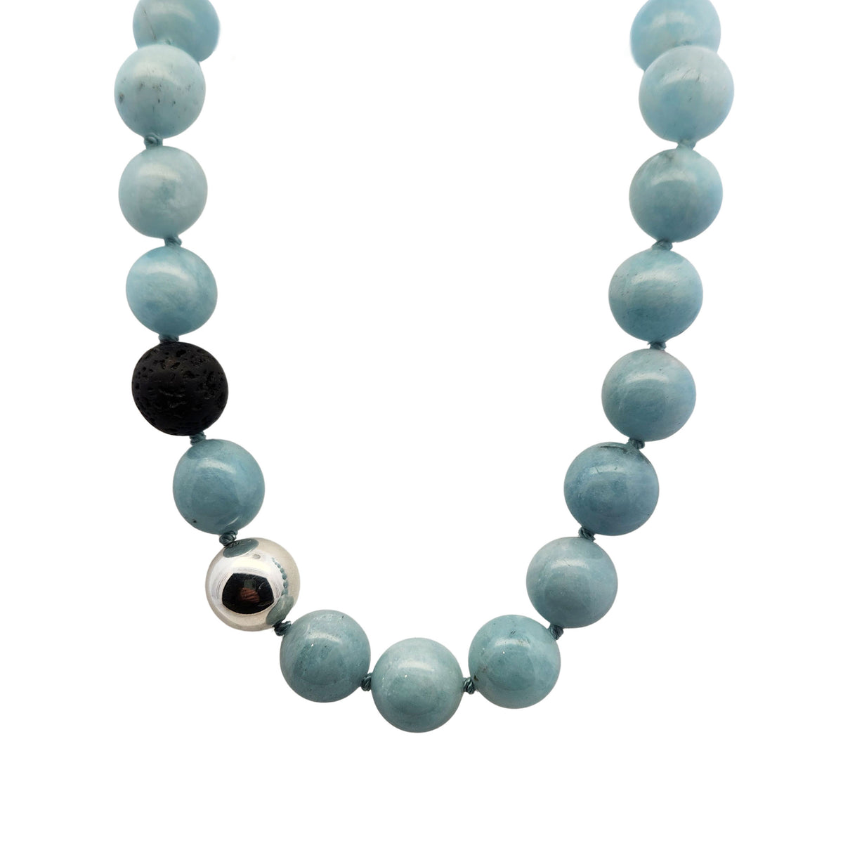 Aqua & Volcanic Rock Necklace